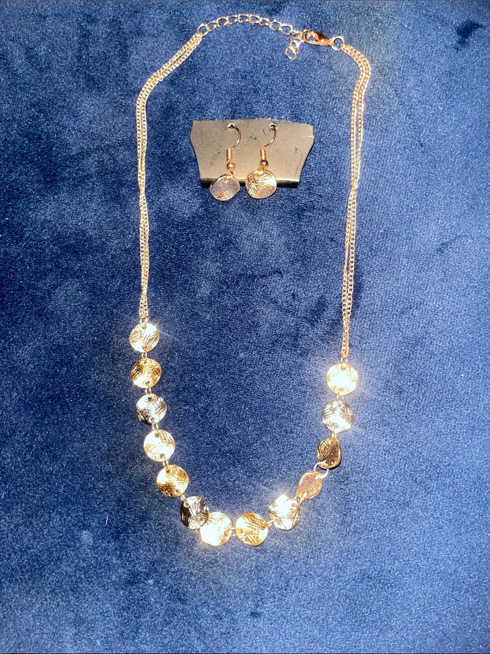 Gold & Silver Tone Disc Necklace and Earrings Set - Elegant Women Jewelry